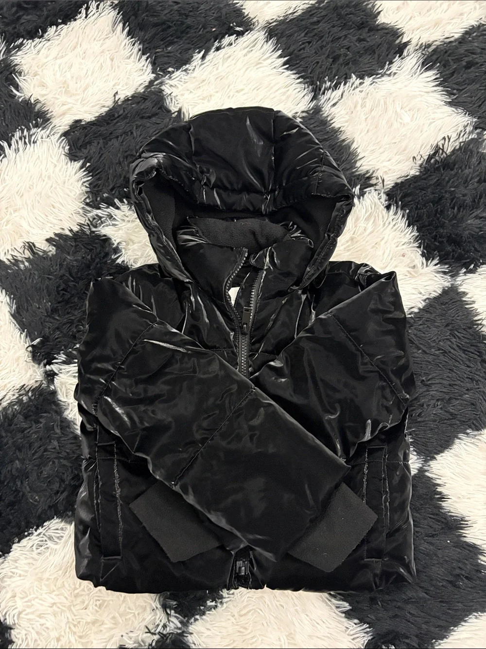 Black Hooded Puffer Jacket - children’s